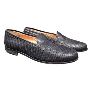 Martin Dingman Woven Leather‎ Dress Penny Loafer Shoes Men's 8.5 Black Designer